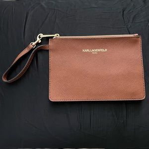 Karl Lagerfeld - Slim Brown Faux Leather Wristlet